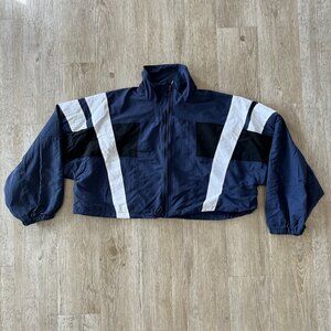 Womens Fashion Nova Blue Windbreaker Cropped Jacket - XL